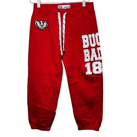 Wisconsin WI Badgers UWM Red Sweatpants Women’s SZ S Bucky Bling College Classic - Picture 1 of 9